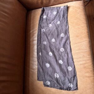 Purple gray 100% silk Scarf w Polka Dots tie dye print vintage layering coastal